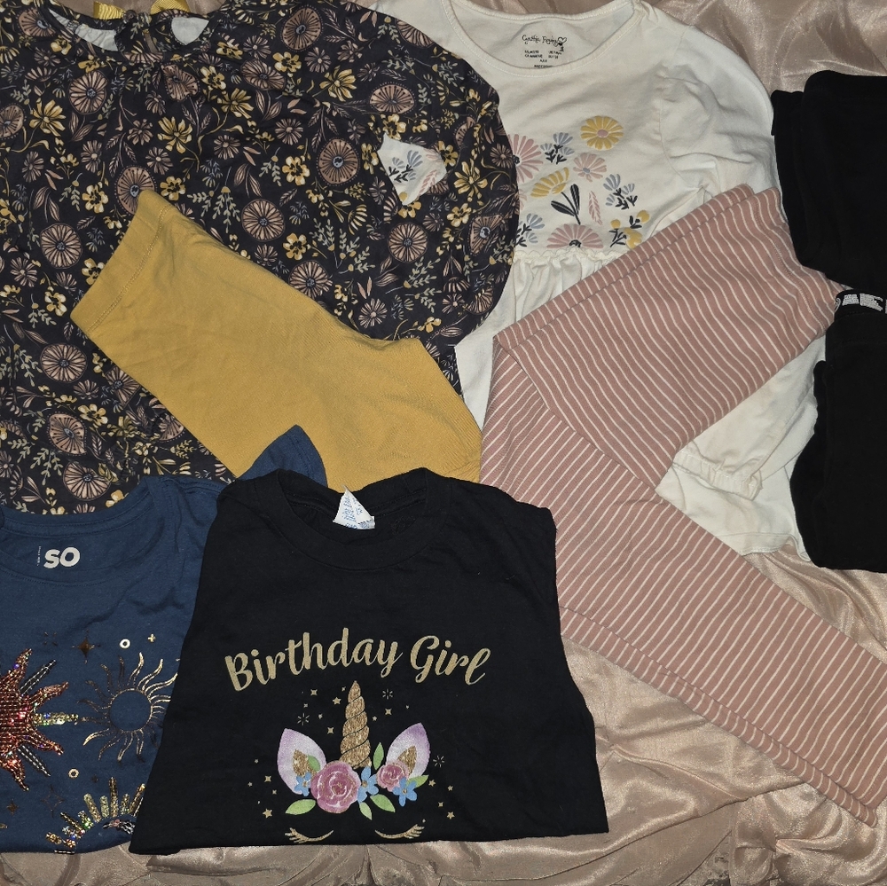 Girls Clothes Size 7-8 Bundle Tops Legging, Jeanz & Dress